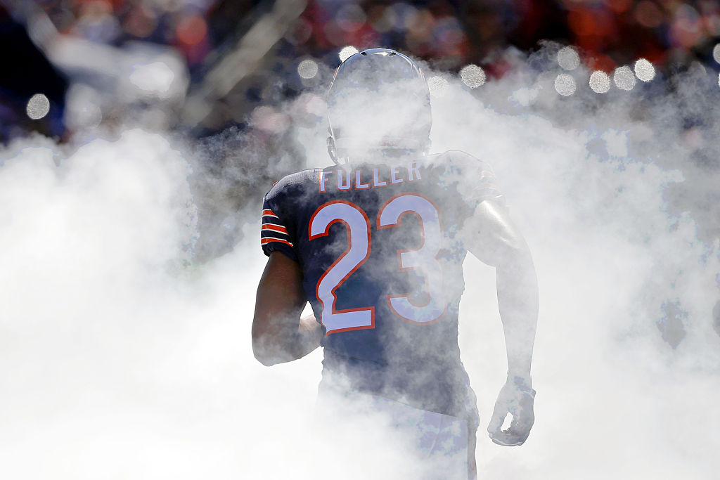 CHICAGO, IL - SEPTEMBER 20: Kyle Fuller #23 of the Chicago Bears enters the field during team introductions before the game against the Arizona Cardinals at Soldier Field on September 20, 2015 in Chicago, Illinois.The Arizona Cardinals won 48-23