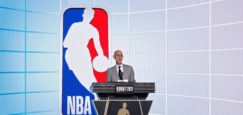 NEW YORK, NEW YORK - JULY 29: NBA commissioner Adam Silver speaks during the 2021 NBA Draft at the Barclays Center on July 29, 2021 in New York City