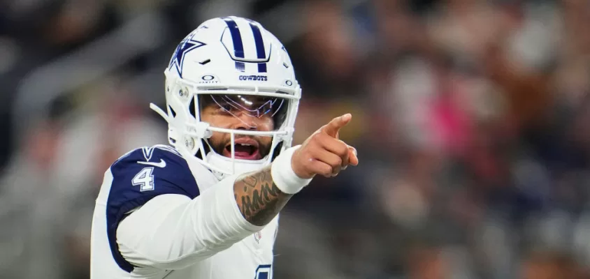 ARLINGTON, TX - DECEMBER 10: Dak Prescott #4 of the Dallas Cowboys lines up against the Philadelphia Eagles during the first half at AT&T Stadium on December 10, 2023 in Arlington, Texas