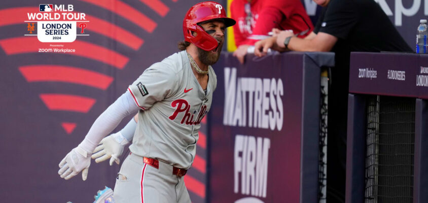 Bryce Harper lidera Phillies em vitória contra Mets na London Series